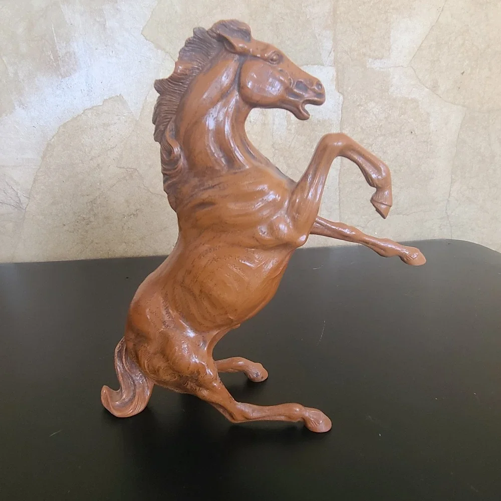 Vintage Hartland‎ Rearing Horse Figurine Faux Wood Grain Brown Equestrian Decor